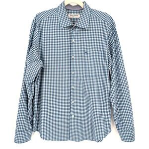 Tommy Bahama IslandZone Blue Gingham Button Down‎ Shirt Mens Med Preppy Coastal